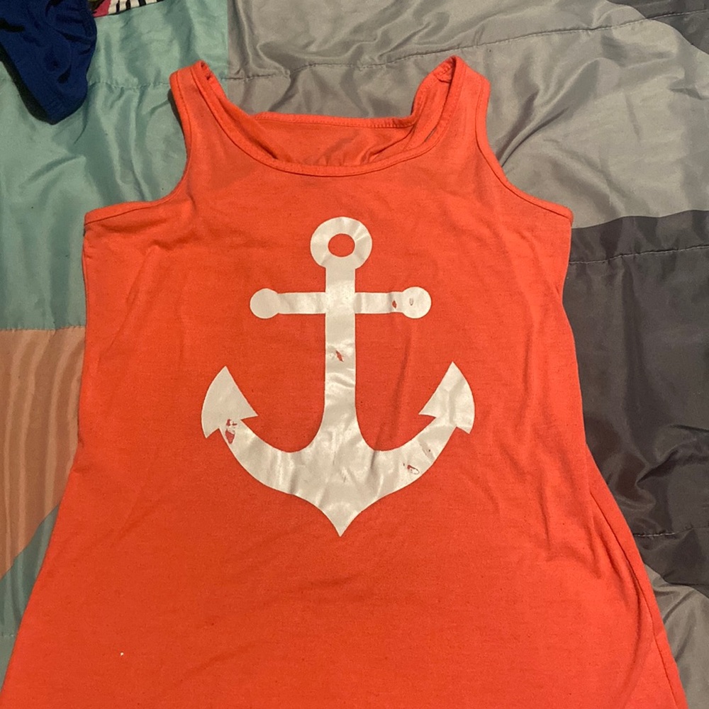 Coral Anchor tank with turquoise bow on back
